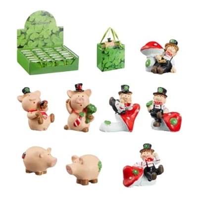 Abbildung von Annastore 24 x Schweinchen als Glücksbringer in Kleiner Papiertüte Jahreswechsel Glücksschwein Silvester Glückschweinchen (24 + Schornsteinfeger)