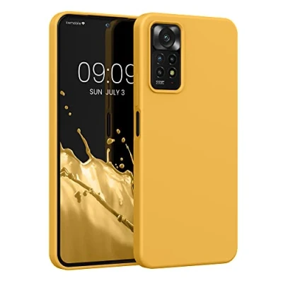 Abbildung von kwmobile Hülle kompatibel mit Xiaomi Redmi Note 11 Pro / (5G) 12 (4G) Silikon Handy Case Handyhülle weiche Oberfläche kabelloses Laden Mango