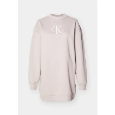 Abbildung von Calvin Klein Jeans Embroidered Monologo CREW Dress Freizeitkleid, Damen, Größe: Small, Atmosphere