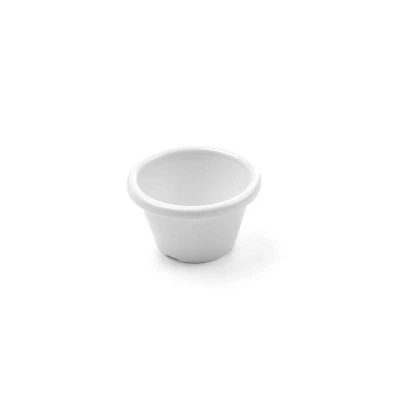 Abbildung von HENDI Auflaufförmchen 12 Stk. ø 6 x 3,5 cm 4,5 ml PET Kunststoff Elfenbein stapelbar lebensmittelecht spülmaschinengeeignet, Pastetenform