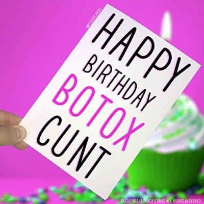 Abbildung von Peachy Antics Geburtstagskarten, Happy Birthday Botox C, lustige Karte, Neuheitskarte, Grußkarte, beleidigende Geburtstagskarte, Humor, freche PC22