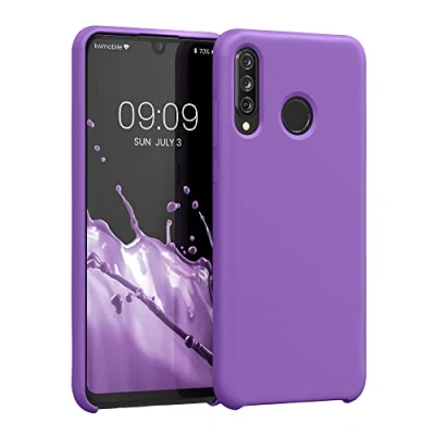 Abbildung von kwmobile Hülle kompatibel mit Huawei P30 Lite Silikon Handy Case Handyhülle weiche Oberfläche kabelloses Laden Orchidee Lila