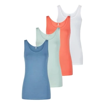 Abbildung von ONLY Tank Top Damen Baumwolle Stretch Slim Fit Onllive LUV 4er Pack Set Basic Shirt Rundhals Trägershirt Ärmellos Oberteile Einfarbig, Größe:L, Farbe:Pack 3