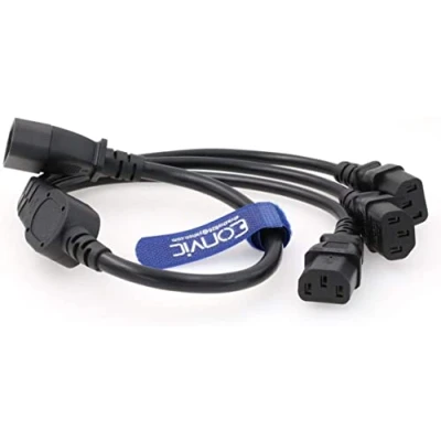 Abbildung von Eonvic IEC 320 C14 Stecker auf 3 x C13 Buchse Y Splitter Stromkabel 60cm/2ft