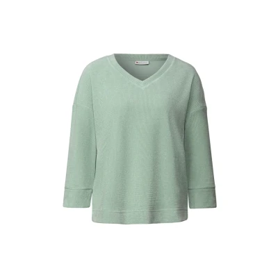 Abbildung von Street One Kuscheliges Vneck Strickpullover, Damen, Größe: 42, Grün