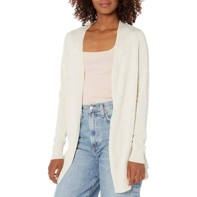 Abbildung von Amazon Essentials Damen Leichte Strickjacke, Vorne Offen (Erhältlich In Übergröße), Haferbeige Meliert, M