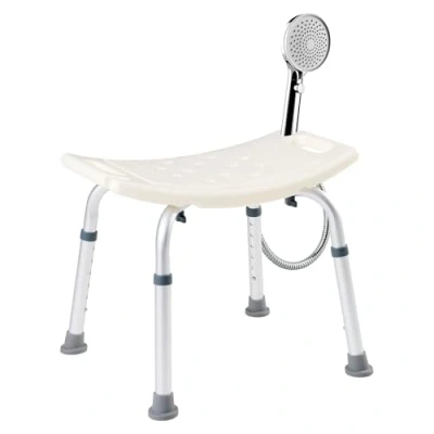 Abbildung von Arebos Dusch und Badhocker Höhenverstellbar, Aluminium Rahmen, Anti Rutsch füße, belastbar bis 100 kg, Gummifüße