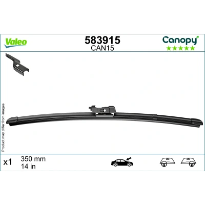 Abbildung von Scheibenwischer Valeo Canopy 583915 350mm Flachbalkenwischblatt, Wischgummi aus &gt;80 % nachhaltigen Materialien FORD: KA Schrägheck, FIESTA 7