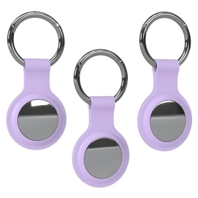 Abbildung von EAZY CASE Schlüsselanhänger für AirTag Anhänger 3er Pack Hülle Silikon Lila AirTags Schutzhülle Air Tracker mit Schlüsselring geeignet auch als Tag Katze Hund Kind