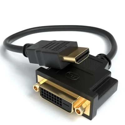 Abbildung von JAMEGA HDMI auf DVI Adapter Stecker zu Buchse 24+1 Kabel Konverter Adapterkabel 4K High Speed HDTV bis 1080P Full HD vergoldete Kontakte für TV, Beamer, PC UVM.