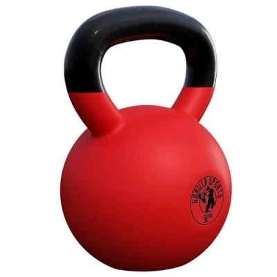 Abbildung von GORILLA SPORTS® Kettlebell 2 32 kg Gewichte, Einzeln/Set, Gusseisen, Vinyl Beschichtung, Bodenschonende Kugelhantel, Schwunghantel, Kugelgewicht, Rundgewichte für Fitness, Gym, Krafttraining