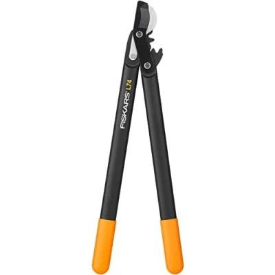 Abbildung von Fiskars PowerGear II Bypass Getriebeastschere für frisches Holz, Antihaftbeschichtet, Gehärteter Präzisionsstahl, Länge: 55 cm, Schwarz/Orange, L74, 1000582