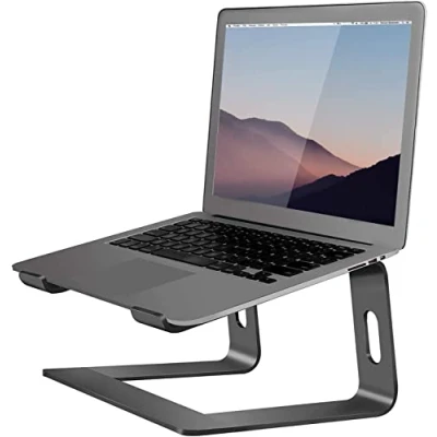 Abbildung von Orionstar Laptop Ständer, Ergonomischer Stand für Schreibtisch, Aluminium Halterung mit Belüfteter, Laptopständer Kompatibel MacBook Air Pro Samsung Notebook 10 15.6 Zoll Schwarz