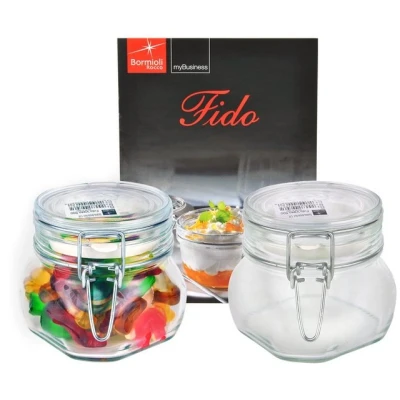Abbildung von Bormioli Rocco 2er Set Drahtbügelglas FIDO, 500 ml, Einmachglas mit Bügelverschluss, inkl. Rezeptheft