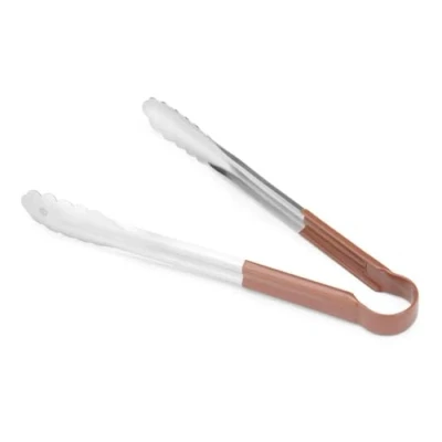 Abbildung von HENDI Servierzange HACCP, Griff beschichtet in den HACCP farben, Küchenzange, Lebensmittel Zange, Grillzange, Kochzange, 300mm, Edelstahl, Braun