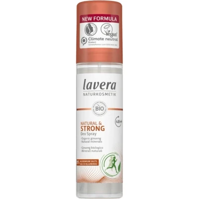 Abbildung von lavera Deo Spray NATURAL &amp; STRONG 48+ h vegan Naturkosmetik Bio Ginseng natürliche Mineralien ohne Aluminium 48 Stunden Deoschutz 75 ml