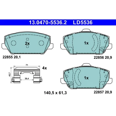 Abbildung von ATE 13.0470 5536.2 Bremsbelagsatz mit akustischer Verschleißwarnung Zubehör HYUNDAI: i30 III Schrägheck, Fastback