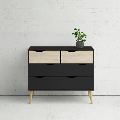 Abbildung von Home affaire Kommode &quot;Oslo, Aufbewahrung, Schubladenschrank, Stauraum&quot;, mit 4 Schubladen, Vollholzbeine, Breite 99 cm, Höhe 82 cm