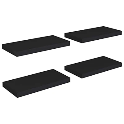 Abbildung von vidaXL 4X Wandregal Schwebend Hängeregal Wandboard Bücherregal Regalbrett Schweberegal CD DVD Regal Dekoregal Schwarz 50x23x3,8cm MDF