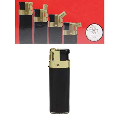 Abbildung von Feuerzeug Modell Sidekick GoldCap als Normal oder Pfeifenfeuerzeug 3 Fach verstellbar 0, 45, und 90 Grad (Schwarz/Gold 1 Feuerzeug)