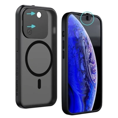 Abbildung von Spy Fy iPhone 15 Pro Max MagSafe Kompatibel Hülle mit Kameraschutz Smokey Handy Kamera Abdeckung vorne und hinten Schutzhülle Kickstand Privacy Case 2 Meter Fallschutz 6,1 Zoll