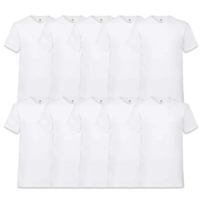 Abbildung von Fruit of the Loom Herren V Neck Valueweight T Shirt, weiß, L (10er Pack)