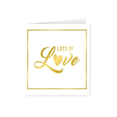 Abbildung von PD Party 7028039 Elegante Geburtstags Papier Grüßen Karte Lots of love, Gold/Weiß, 15cm Länge x Breite 0.5cm Höhe
