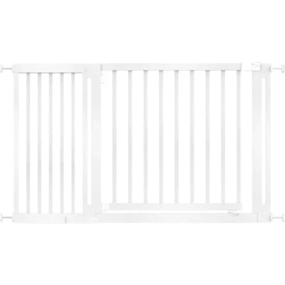 Abbildung von Safetots Naturholz Elegance Treppenschutzgitter, Weiß, 135cm 143cm, Druckmontage Sicherheitsgitter, 73cm Extra Breite Türöffnung, Breites Gitter für Treppen, Flure und Türen