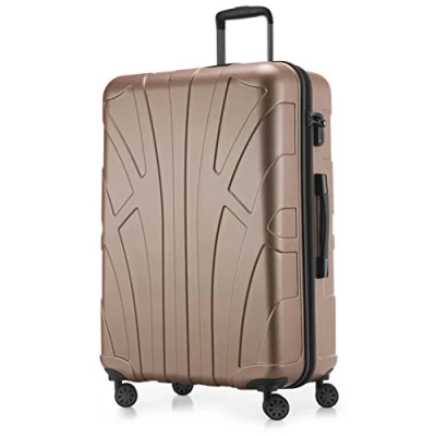 Abbildung von SUITLINE großer Hartschalen Koffer Trolley Rollkoffer XL Reisekoffer, TSA, 76 cm, ca. 96 110 Liter, 100% ABS Matt, Gold