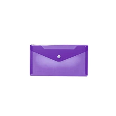 Abbildung von HERMA 20042 Dokumententasche DIN lang transparent violett lila, kleiner Sichttaschen Umschlag mit Druckknopf, Briefumschlag aus Plastik für Schule, Uni, Büro, Reise