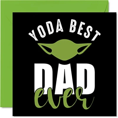 Abbildung von Stuff4 Lustige Happy Birthday Karten für Vater Yoda Best Witz Vatertag Karte Papa von Sohn Tochter, Banter Geburtstagsgeschenke, 145 mm x Grußkarten Geschenk