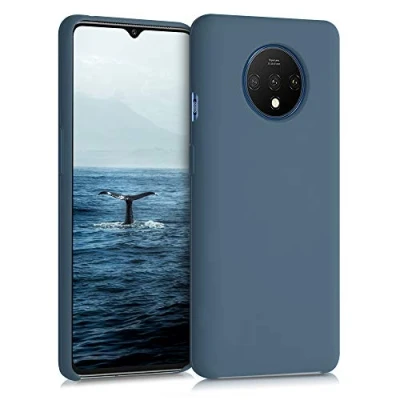 Abbildung von kwmobile Hülle kompatibel mit OnePlus 7T Silikon Handy Case Handyhülle weiche Oberfläche kabelloses Laden Dunkler Schiefer