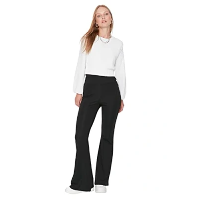 Abbildung von Trendyol Damen Herren Mittlerer Bund Hose Pants, Schwarz, XL EU