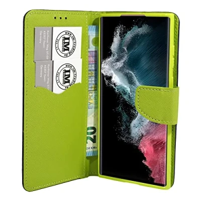 Abbildung von COFI 1453 Buch Tasche Fancy Standfunktion kompatibel mit Samsung Galaxy A15 5G Blau Grün