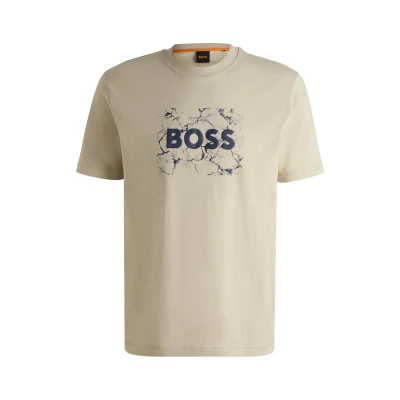 Abbildung von BOSS Logospace Tshirt print, Herren, Größe: XXL, Light beige