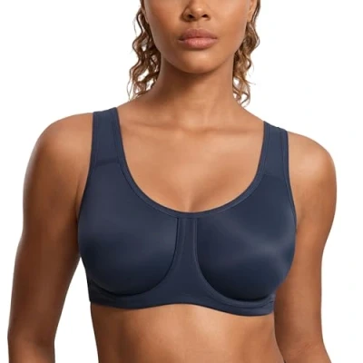 Abbildung von SYROKAN Damen Starker Halt Sports BH Große Brüste mit Bügel für Größen Echte Marine 5 80C