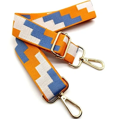 Abbildung von Verstellbarer Schultergurt für Taschen Blau Orange, Taschengurte zum Wechseln, Taschengurt Breit mit Karabiner Gold, 80 130 cm Tragegurt Tasche Damen Schulterriemen, Moderne Handtasche, 3.8cm, 47