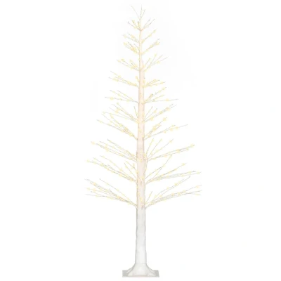 Abbildung von HOMCOM LED Baum 150 cm mit 600 LED, für Weihnachten, Geburtstag, Hochzeit, Lichtfunktion, Warmweiß, Indoor und Outdoor Weiß