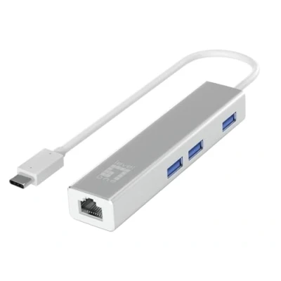 Abbildung von LevelOne USB 0504 Gigabit C Netzwerkadapter mit Hub &gt; RJ45 10/100/1000,3 x 3.0, 0,15m