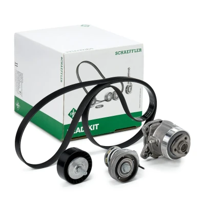 Abbildung von INA 529 0534 30 Wasserpumpe + Keilrippenriemensatz mit Generatorfreilauf prüfen und ggf. erneuern VOLKSWAGEN: Golf 6 Variant