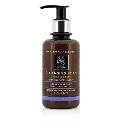 Abbildung von Apivita Creamy foam cleanser for face and eyes, suitable all skin types, cleanses impurities make up with Olive &amp; Lavender
