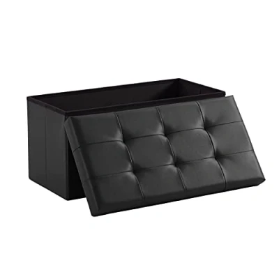 Abbildung von Zedelmaier Sitzbank mit Stauraum Sitzhocker,Aufbewahrungsbox, Fußhocker，faltbar belastbar bis 300 kg 76 x 38 cm，Kunstleder (Schwarz)