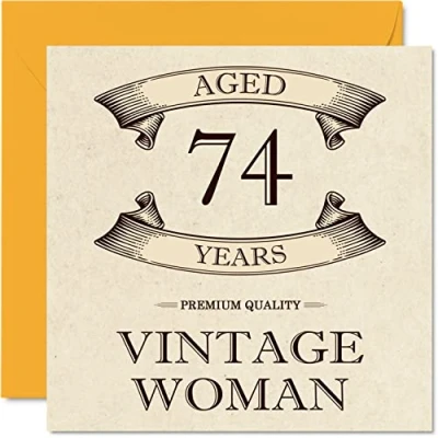 Abbildung von Stuff4 Geburtstagskarte zum 74. Geburtstag für Frauen Alter 74 Jahre lustige Mama Schwester Ehefrau Oma Tante, 145 mm x Damen Grußkarten,