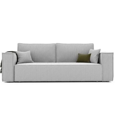 Abbildung von GREKPOL Schlafsofa mit Bettkasten 255x105 Sofa Cord Hellgrau Schlaffunktion Couch 3 Sitzer Wohnzimmer Schlafcouch