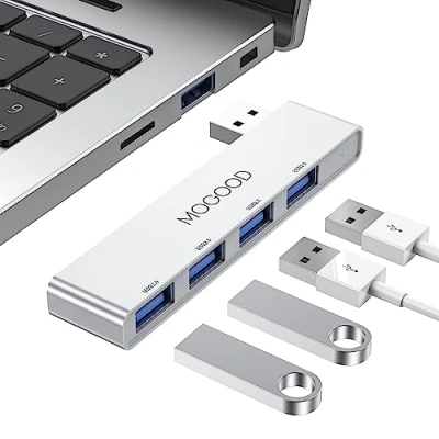 Abbildung von USB Hub für Laptops, MOGOOD 3.0 Slitt von Ultra Slim Data [Laden Nicht unterstützt] Adapter Station Multi Port Expander Laptop, Windows PC, Mac, Drucker, Flash Drive