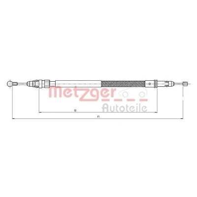 Abbildung von METZGER 12.0744 Handbremsseil hinten links, rechts, links 1257/1115 COFLE PEUGEOT: 807, CITROËN: C8, LANCIA: Phedra