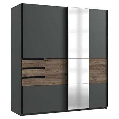 Abbildung von Lomadox Kleiderschrank BREGENZ 43 graphit mit Flagstaff Eiche Nb. 180/198/65 cm