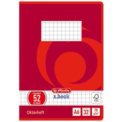 Abbildung von Herlitz Schulheft x.book, Oktavheft, A6, kariert (Lineatur 52), ungelocht, 32 Blatt
