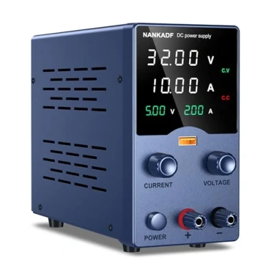 Abbildung von NANKADF Labornetzteil, 0 30V 10A DC Netzteil, Labornetzgerät mit Drehknopfverstellung, einstellbares Schaltnetzteil 5V 3,6A USB Schnellladefunktion
