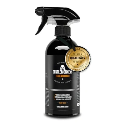 Abbildung von GENTLEMONKEYS Felgenreiniger (500ml) Profi Felgenpflege für Alu &amp; Stahlfelgen Felgen Reiniger Auto Motorrad Kraftvolle Reinigung Pflege Sommer /Winterreifen